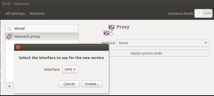 a screenshot of Ubuntu add vpn